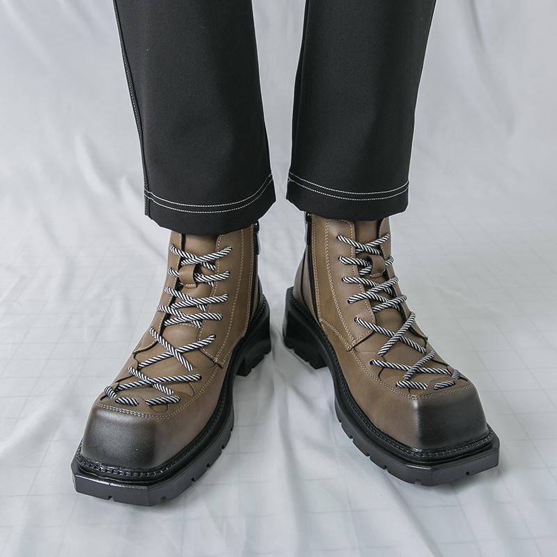 Men All Season Boots Leather Casual Fashion Outdoor Street Durable Non Slip Comfortable Wear For Daily Use
