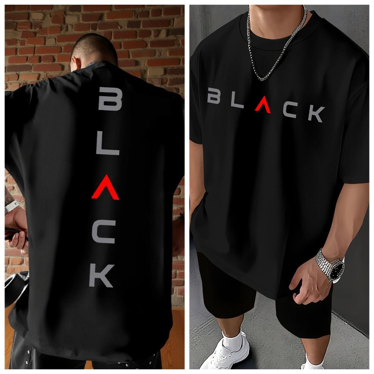 

2026 Spring Festival Mens Minimalist Black and Red Contrast Tshirt BLA Letter Print Suitable for Daily Casual Wear S