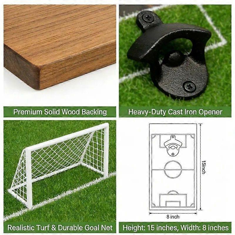 Soccer Field Bottle Opener Wall Decor with Magnetic Cap Catcher