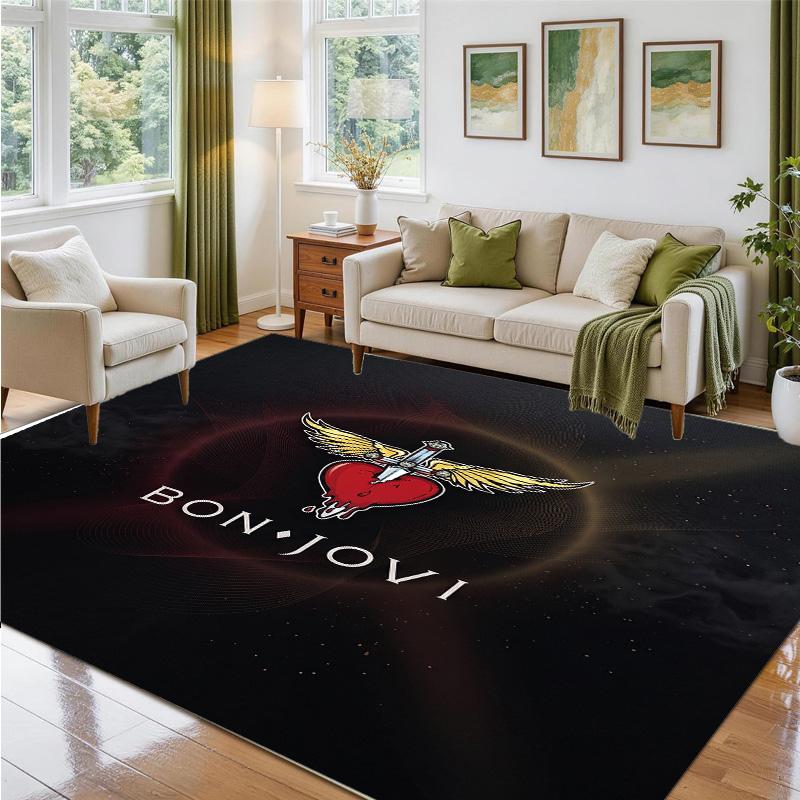 Bon Jovi Design Crystal Velvet Rug Soft Decorative Mat for Bedroom Entrance