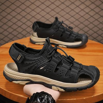 Beach Shoes Men's 2025 New Summer Outdoor Sports Sandals Hollow Breathable Lightweight Non-slip One-pedal Cool Slippers