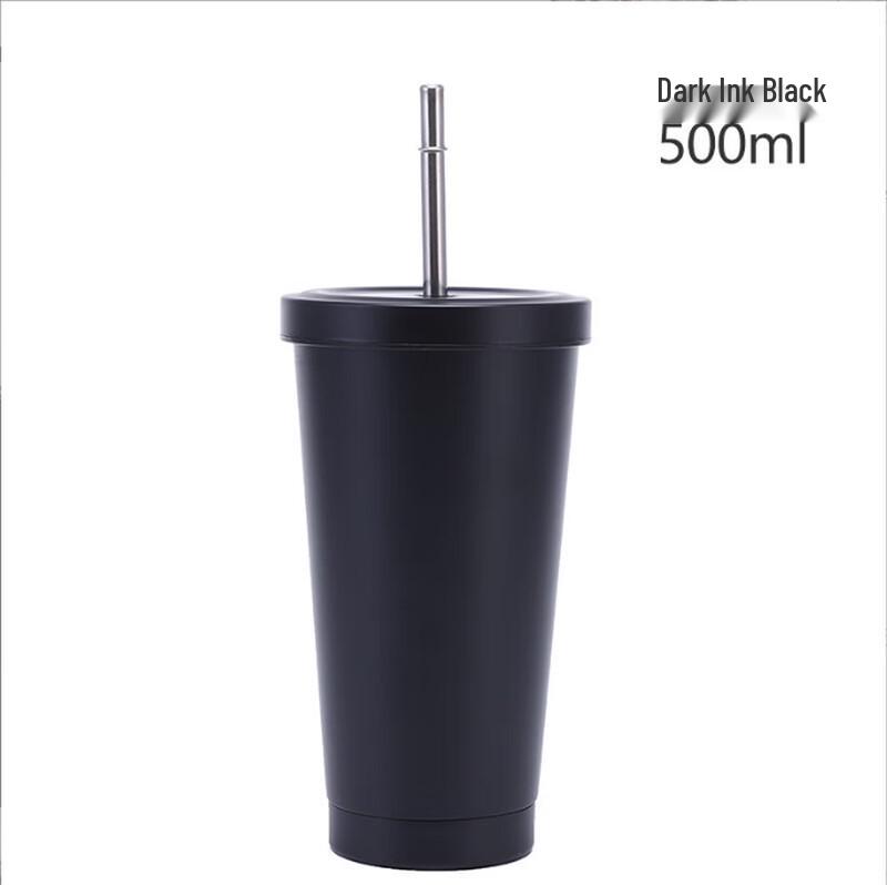 CharmingQi Stainless Steel Portable Travel Mug with Straw