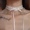 Lace Collar Girl's Bow-shaped Collarbone Necklace, A Unique Design, Long Style, Double-layered and Double-stranded Neck Chain.