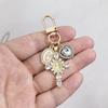 Luxury Metal Cross Keychain Zircon Heart Bag Pendant Gift Accessories Couple Family Keychain Pendant
