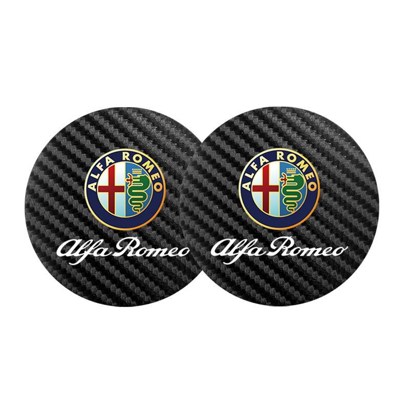 2Pcs Car Coasters Water Cup Mats Waterproof Slot Pads For Alfa Romeo 156 159 147 4C 8C 166 Giulia Giulietta Mito Spider Tonale duw753