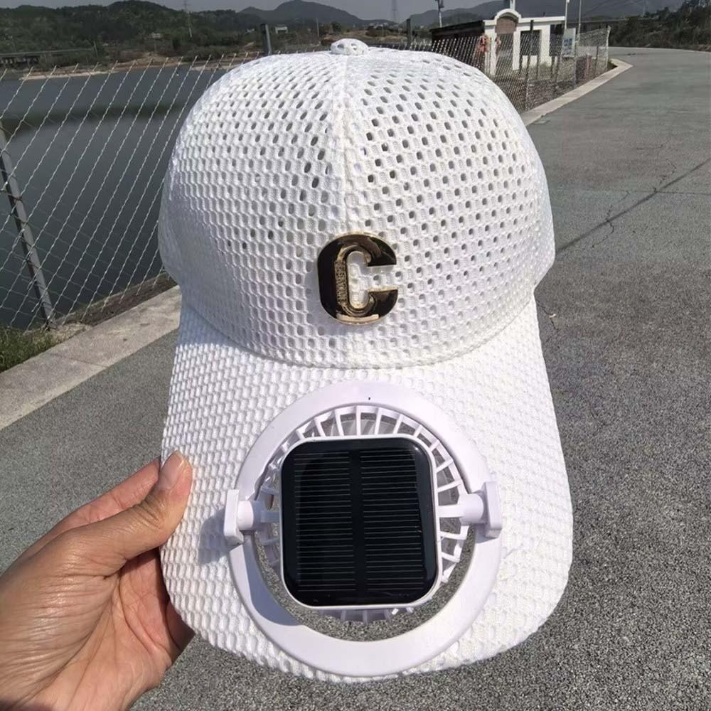 Portable Solar Powered Fan Baseball Cap Adjustable 300mA Rechargeable Fan Hat Long-lasting Versatile Cooling Mesh Peaked Cap