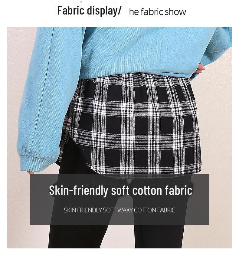Plaid Layered Sweater Skirt for Women - Autumn/Winter Bottoming with Faux Hem To Cover Hips.
