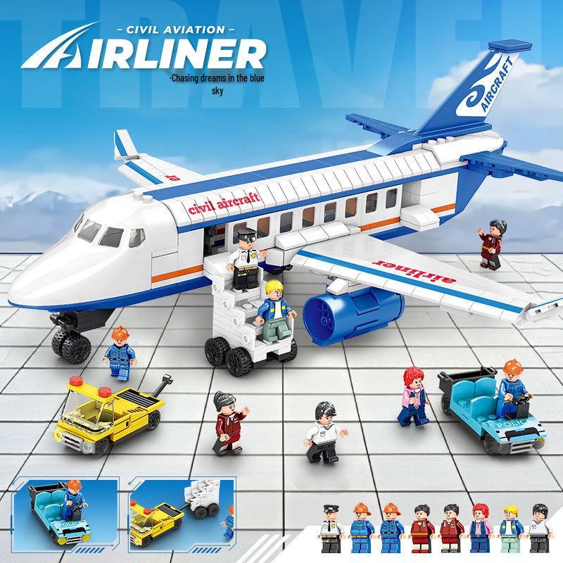 Xingji 82006 Airplane Building Kit: Compatible with Lego, Passenger Airport Assembly, Educational Toy for Boys.