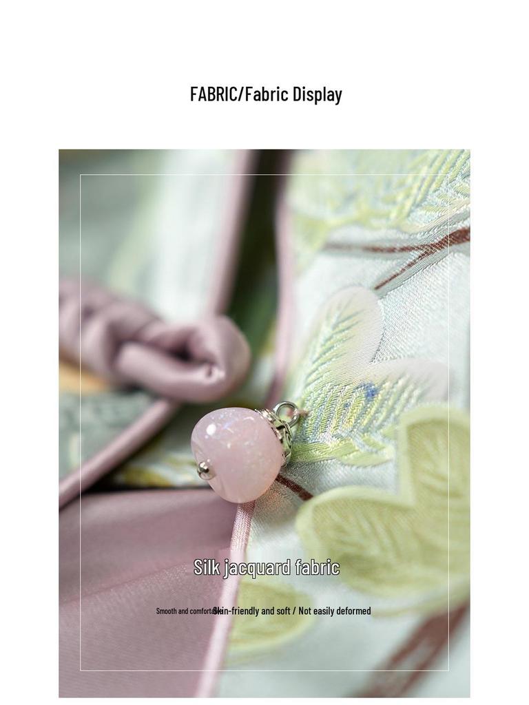 Spot! 32 Momme Mulberry Silk Jacquard Jacket with Frog Button - Tang Suit Style