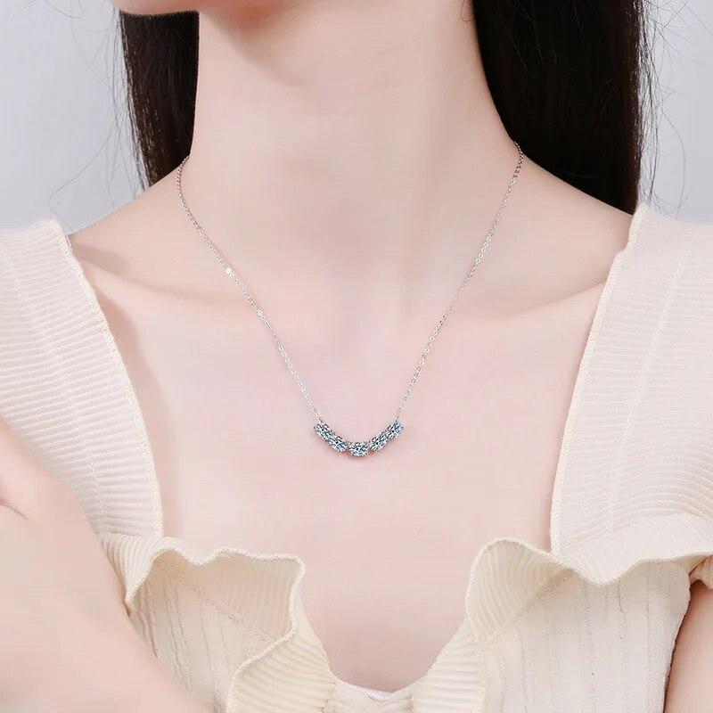 Neue 2,5 Karat Alle Moissanit Halskette für Frauen Dame S925 Sterling Silber Anhänger Oval Labor Diamant Halskette Großhandel