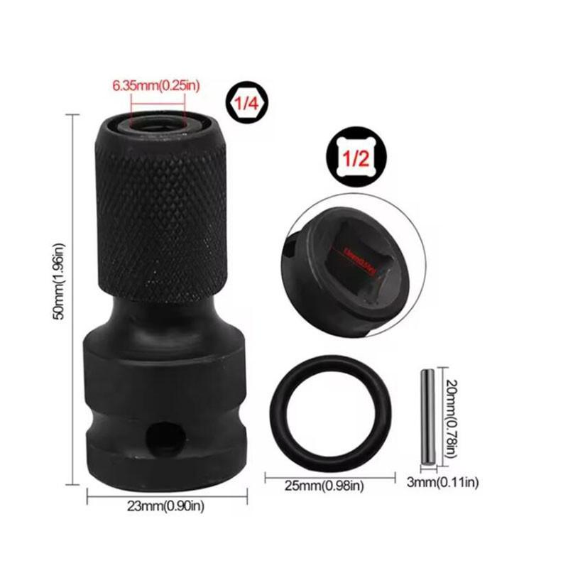 

Адаптер для ударного гайковерта на гніздо для біт 1/4 дюйма, насадка для ударного гайковерта, біта для перехідного адаптера для тріскачки A чорний