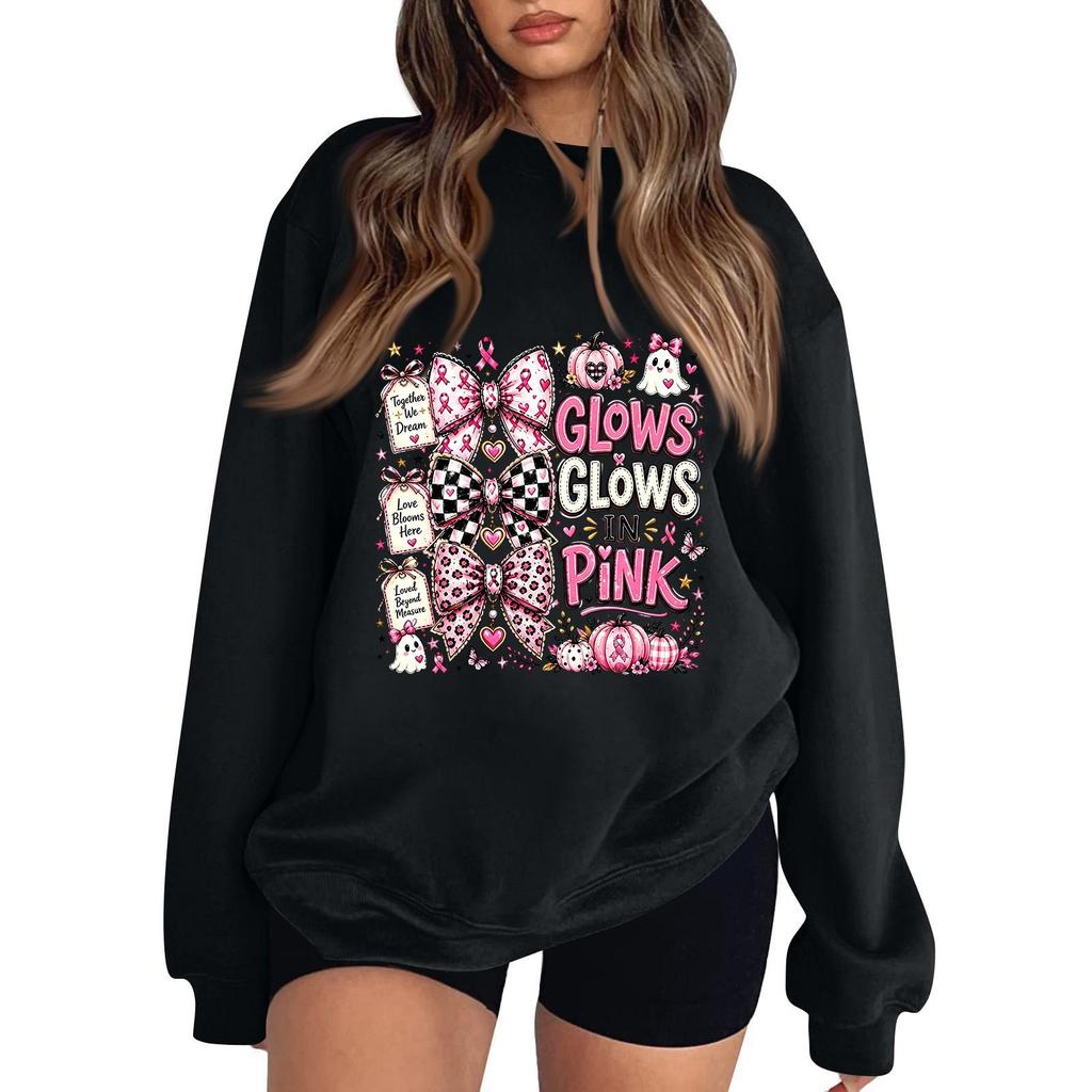 Women's Long Sleeve Neck Printed Pullover Sweatshirt Casual Top