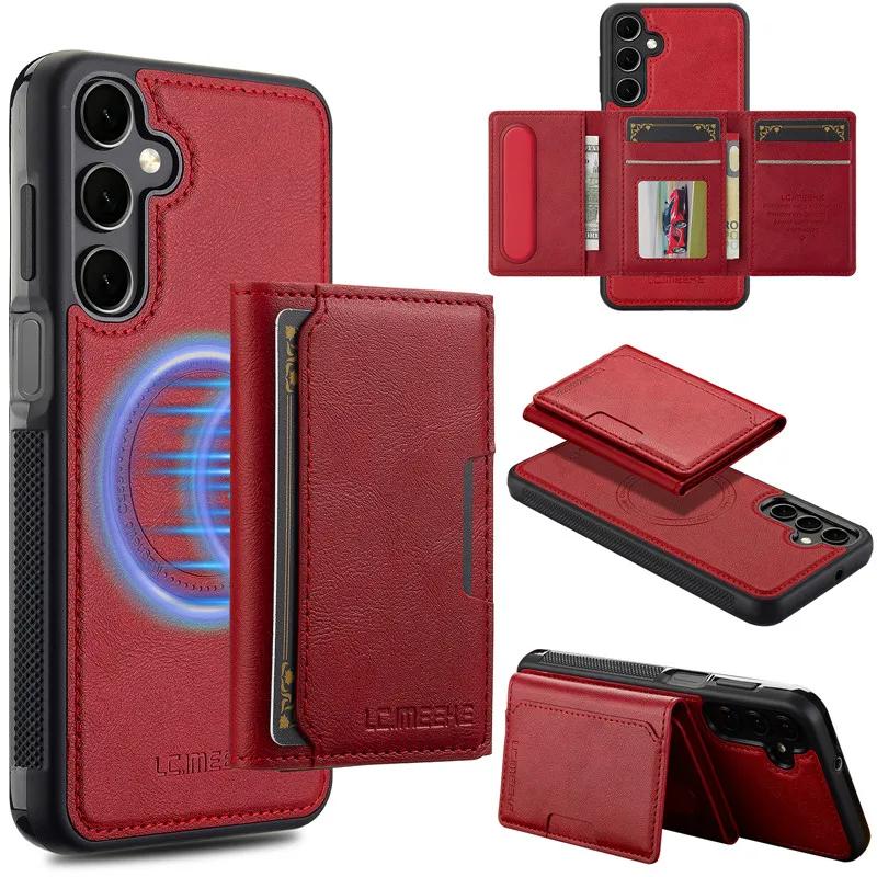 

For Samsung Galaxy S25 Edge S24 FE S23 Ultra S22 Plus S21 S20 Magnetic Wireless Charging Phone Case Leather Flip Wallet Cover (Samsung S20 FE)