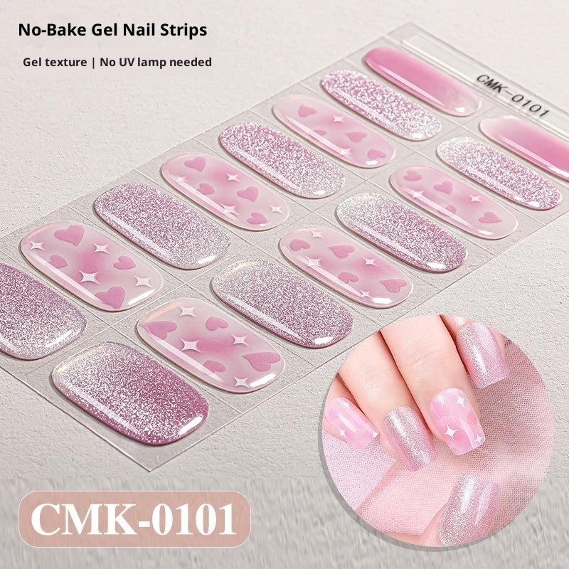 Cat-Eye Nagelsticker ohne Backen oder UV-Schutz, Grenzüberschreitende Florale, Karierte, Gepunktete Gel-Nagelsticker