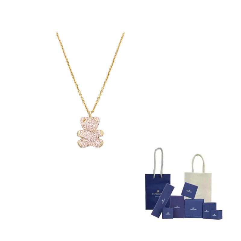 Swarovski Teddy Necklaces Womens F-Original Brand Box And Bag розовый
