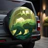 1pc Green Forest Natural Scenery Art Illustration Polar Bear Pattern Car Tire Cover, Vehicle Tire Protection Decorative Practical Item, Beautiful and 