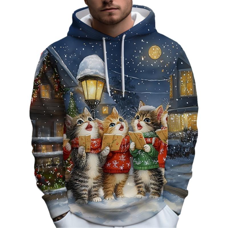 Men's hooded sweatshirt-Christmas print