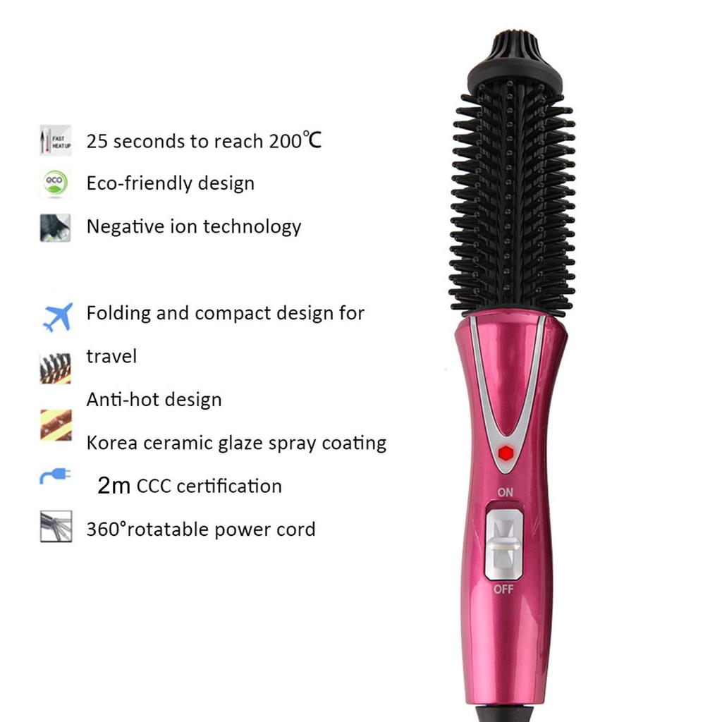 Rizador de Pelo Eléctrico Plegable Peine Cepillo Portátil Herramienta de Belleza para Peluquería