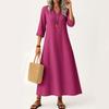 Dress For Women Long Boho Beach Dress Elegant Maxi Dress V-Neck 3/4 Sleeve Dress With Pockets