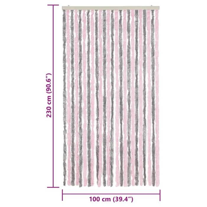 VidaXL Fly Curtain Silver Grey and Pink 100x230 Cm Chenille 377366
