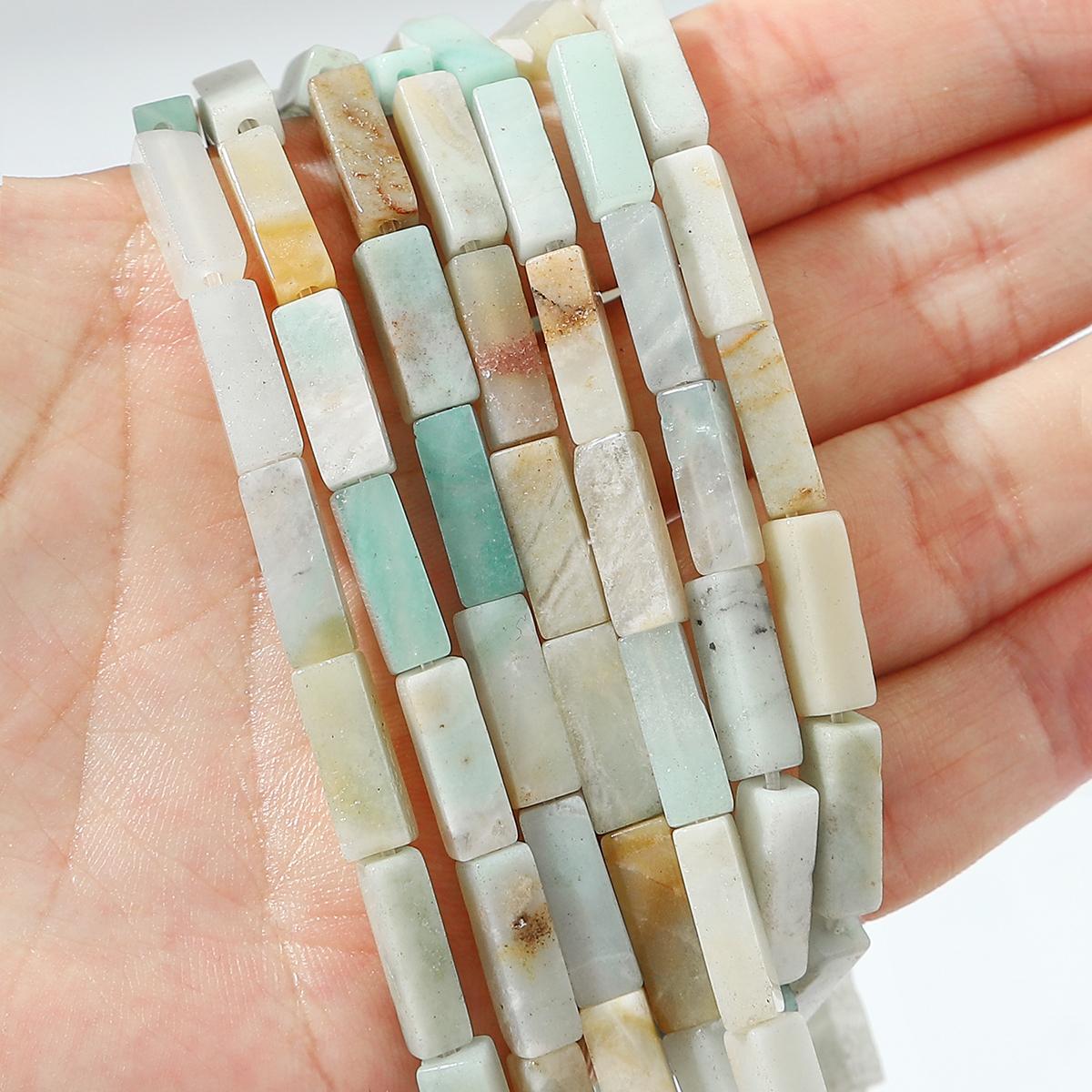 

30 шт. Бусины из натурального камня, квадратные бусины-трубочки, агат, тигровый глаз, аметист, разделительные бусины для изготовления украшений, DIY браслет, ожерелье, серьги (40см) Amazonite