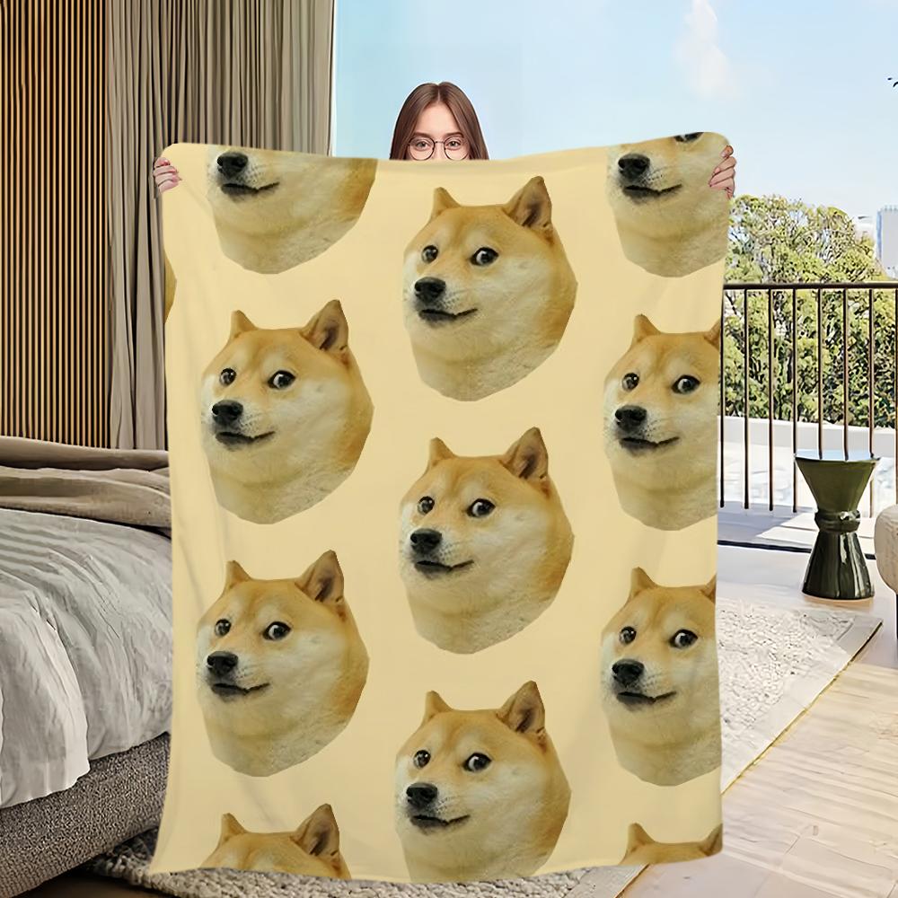 Manta Cheems Doge divertida de franela, cálida y cómoda, manta de felpa suave para sofá,oficina, dormitorio, regalo de viaje
