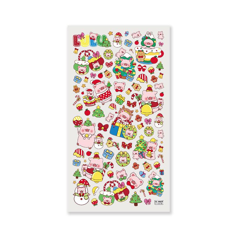 Sky Original Xmas Lulu Pig 6D Embossed Cartoon Stickers - Cute DIY Christmas Tree Phone Decoration.
