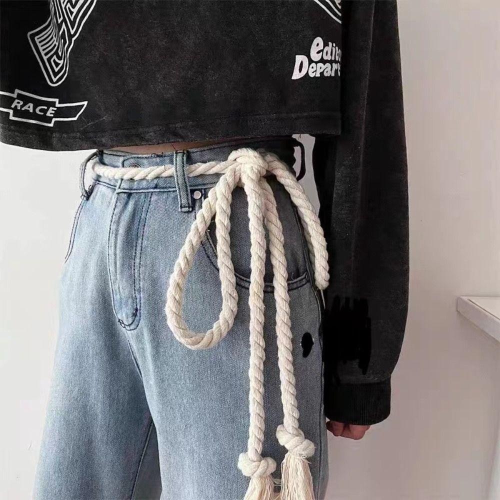 

Versatile Thick Rope Belt Vintage Waist Strap Y2K Student Jeans Belt