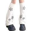 Pierneras Lolita para Niñas Y2K Estrella Tejidas Mangas de Pierna Acampanadas Puño Holgado Gótico Calcetines Tobillo Montón Cubre Pies Uniforme JK