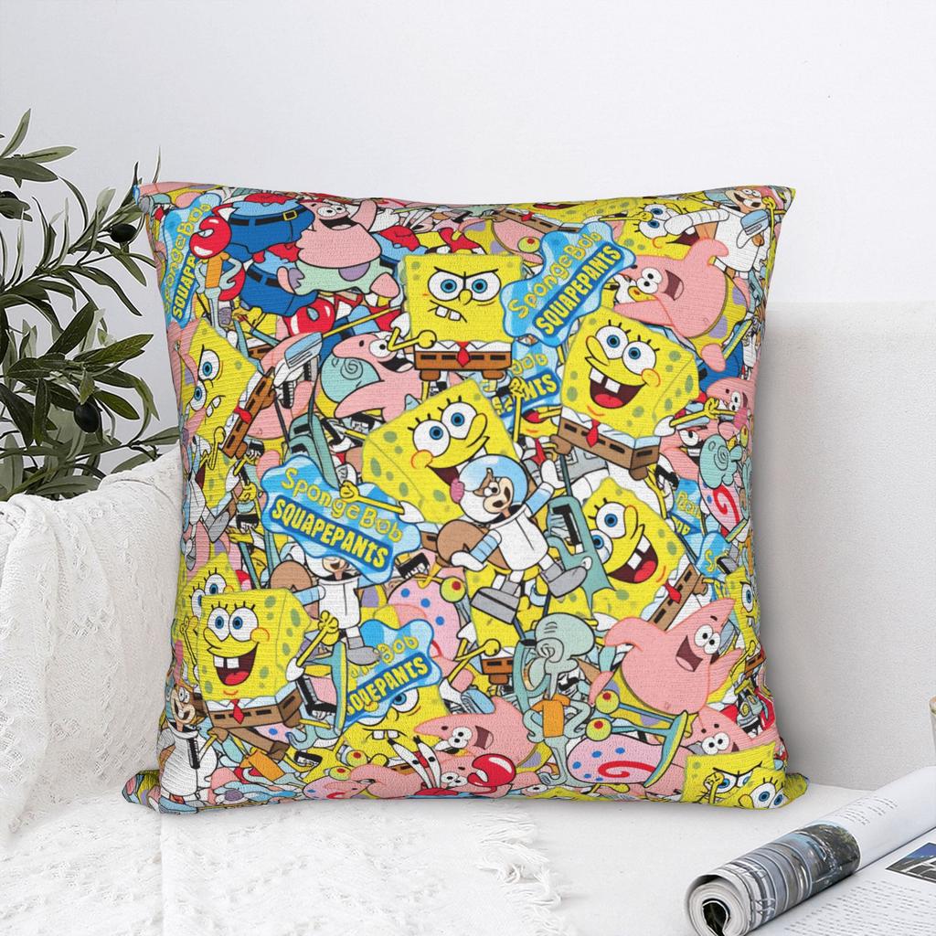 SSpongeBobeds SSquarePantsed Sponge Man Pillow Cover Comfy Cushion Cover Vintage Pillow Case For Sofa Car Home Decor