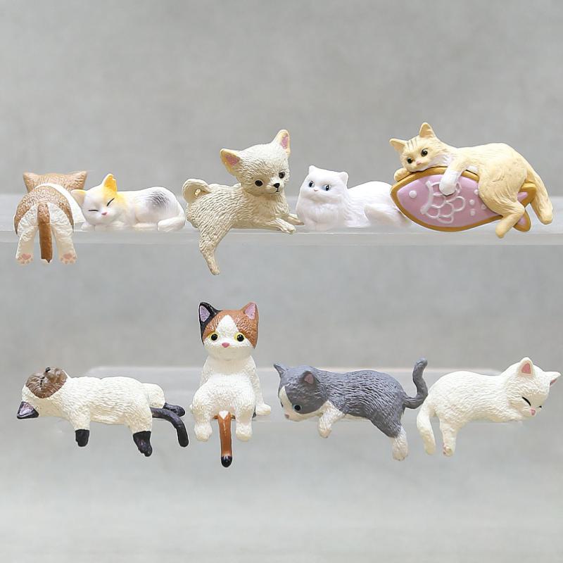 1Pcs Cartoon Simulation Fish Tank Edge Hang Cat Aquarium Ornament, Miniature Landscape, Home Decoration, Cute Desktop Gifts