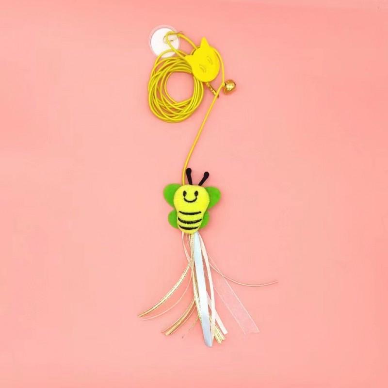Interactive Cat Toy With Hanging Swing Design Retractable String Bell Feather Indoor Play Mental Stimulation