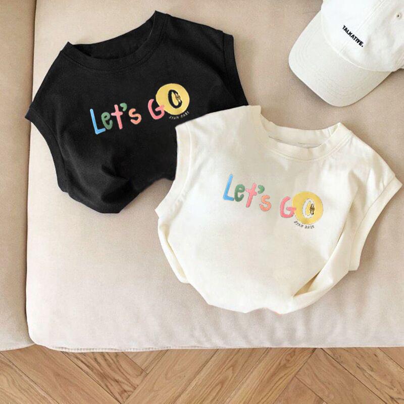 Summer Kids Cotton Printed Vest Unisex Round Neck Sleeveless Top Baby Breathable Casual Tee