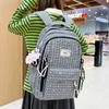 Schoolbag Japanese Fresh Color Sea Salt Blue Plaid Floral Schoolbag Female Sweet Atmosphere Junior and High School Girls Backpack