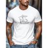 Tallas europeas Camiseta para hombre, Relajada y Casual, Cómoda y Versátil, Camiseta de Verano Casual con Estampado de Barco Vikingo Nórdico para Hombre, Cuello Redondo
