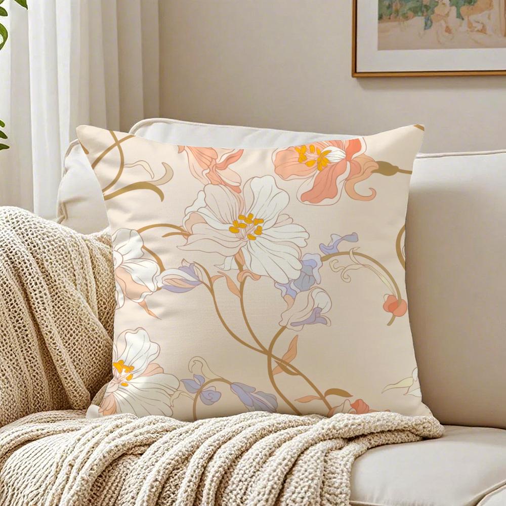 Подушка с рисунком цветов Наволочка Защита от пылевых клещей Декор гостиной Диван Подушка Комната 30X30cm