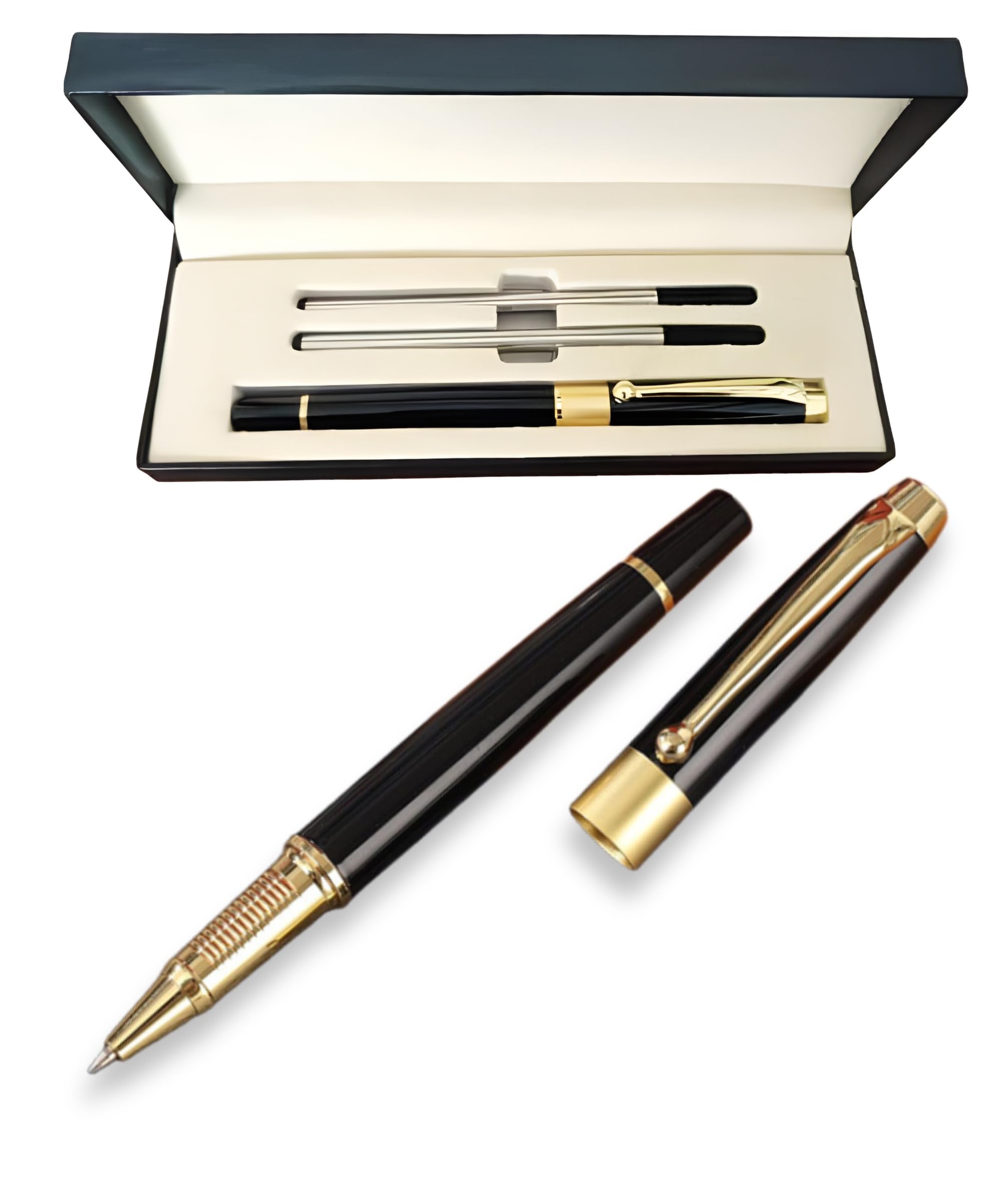 

[Zenshell] Ballpoint Pen Premium Metal 0.5mm Oil-Based black Ink Business Signature Signing Heavy Feel Smooth With 2 Refills Stylish Gift for Men чёрный