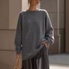 VEZFAA Maglioni a girocollo a maniche lunghe con stampa tinta unita, casual, autunno inverno, da donna