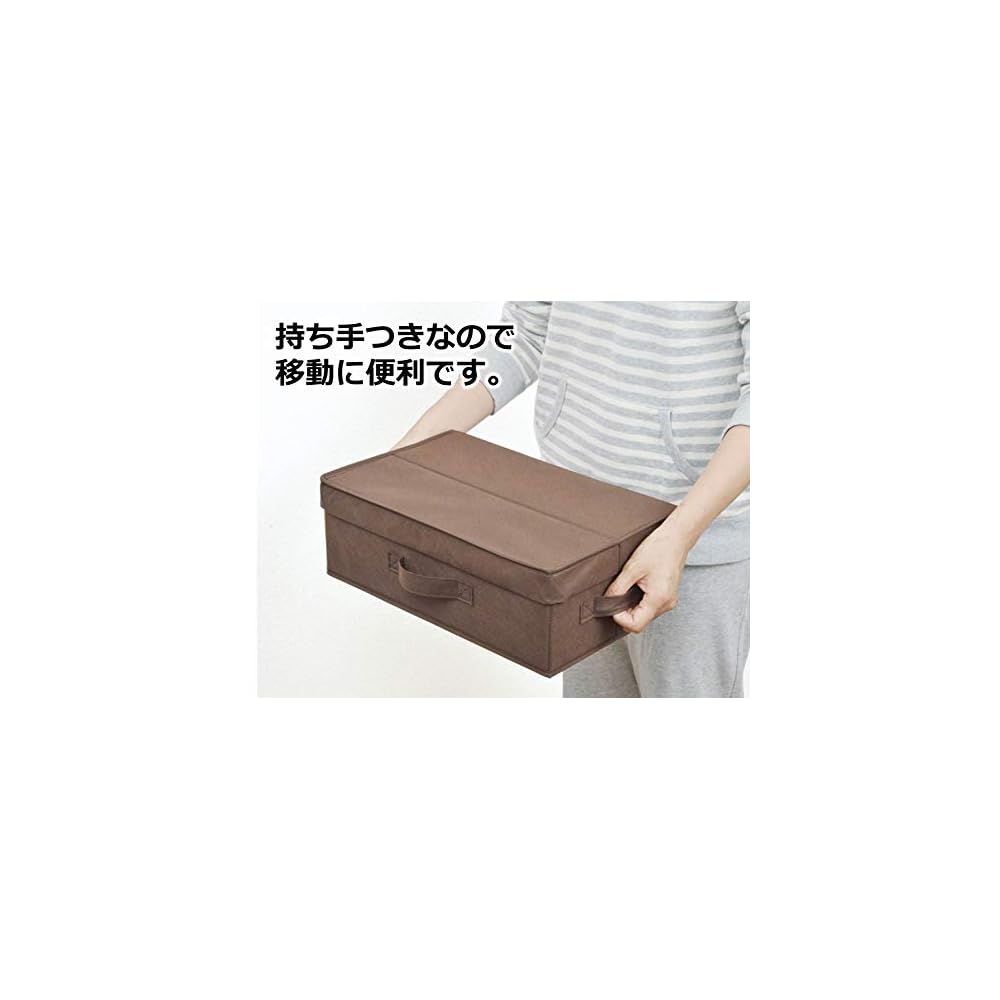 YAMAZEN Anywhere Storage Box, Shallow Type, with Lid, Set of 2, Brown YTCF-2PAFBR