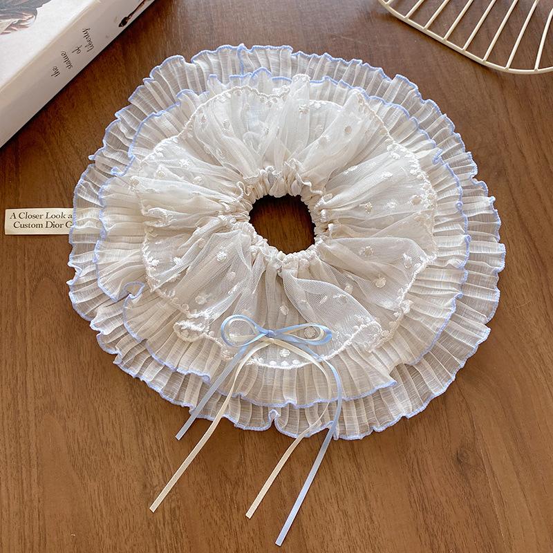 Girl mesh bow lace large intestine hair band female French high-end gentle hair rope tied hair large headdress
