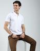 MONTE CARLO Mens Solid White Collar Neck Half Sleeve T-Shirt