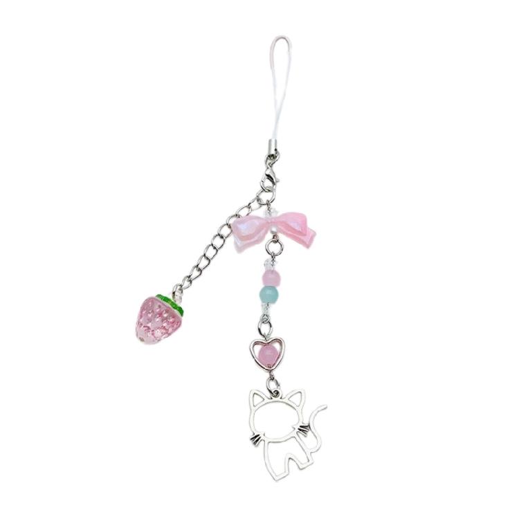 Elegant Beaded Keychain Acrylic Alloy Phone Charm Colorful Keyring Unique Bag Charm Fashionable Key Chain Accessory