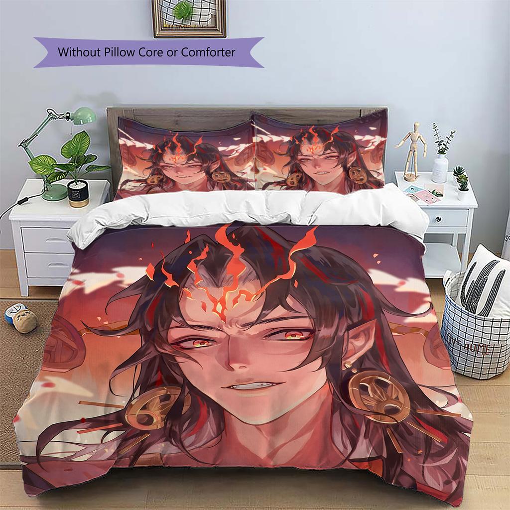 Asura Pattern Bedding Quilt Set Home Decoration Gift (1 * duvet cover + 2 * pillowcase without core)