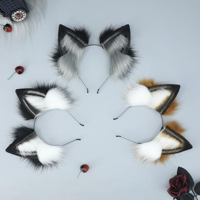 Handmade Plush Fox Ears Headband Cosplay Anime Convention Cute Animal Ear Hair Accessory Unisex