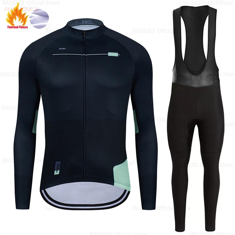 2025 Raudax Twelve Colors Winter Thermal Fleece Bicycle Clothing Cycling Jersey Set Bike MTB Riding Clothing Bib Pants Warm Sets