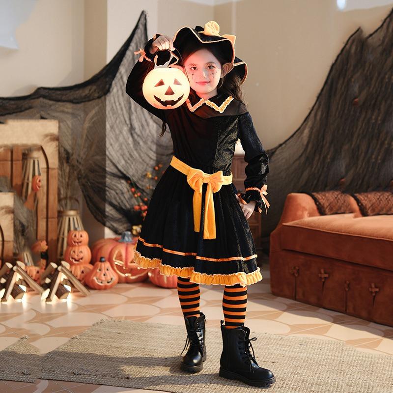 Halloween Children's Costume Pumpkin Costume Funny Baby Children's Costume Witch Costume Witch Stage Performance Dress