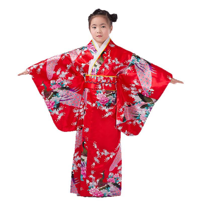 Children's Traditional Japanese Kimono Costume for Women's Cosplay, Performance & School Photo Dress