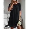 Vente Chaude, Robe d'Été Unie pour Dames Robe à Col Rond Manches Courtes Vêtements pour Femmes