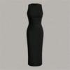 Women's Fashion Casual Sexy O-Neck Solid Color Hollow Sleeveless Dress