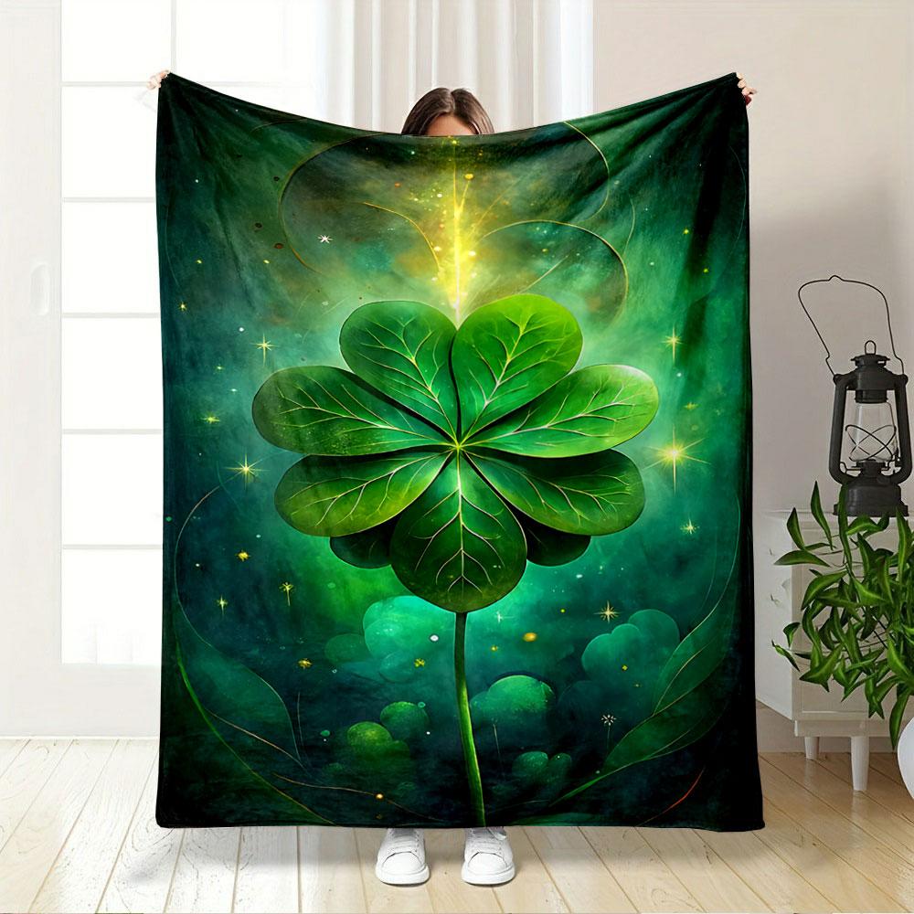 Lucky Clover Green Glow for All Seasons Blanket Lunch Break Throw Gift